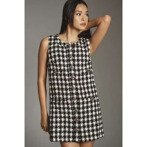 Reformation Tropez Mini Dress Houndstooth Womens 8 Black White Tweed